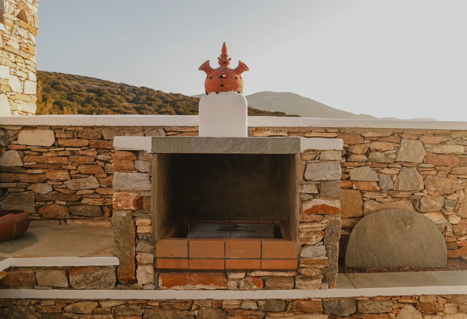 Onar Traditional Villa outdoor grill with mountain view